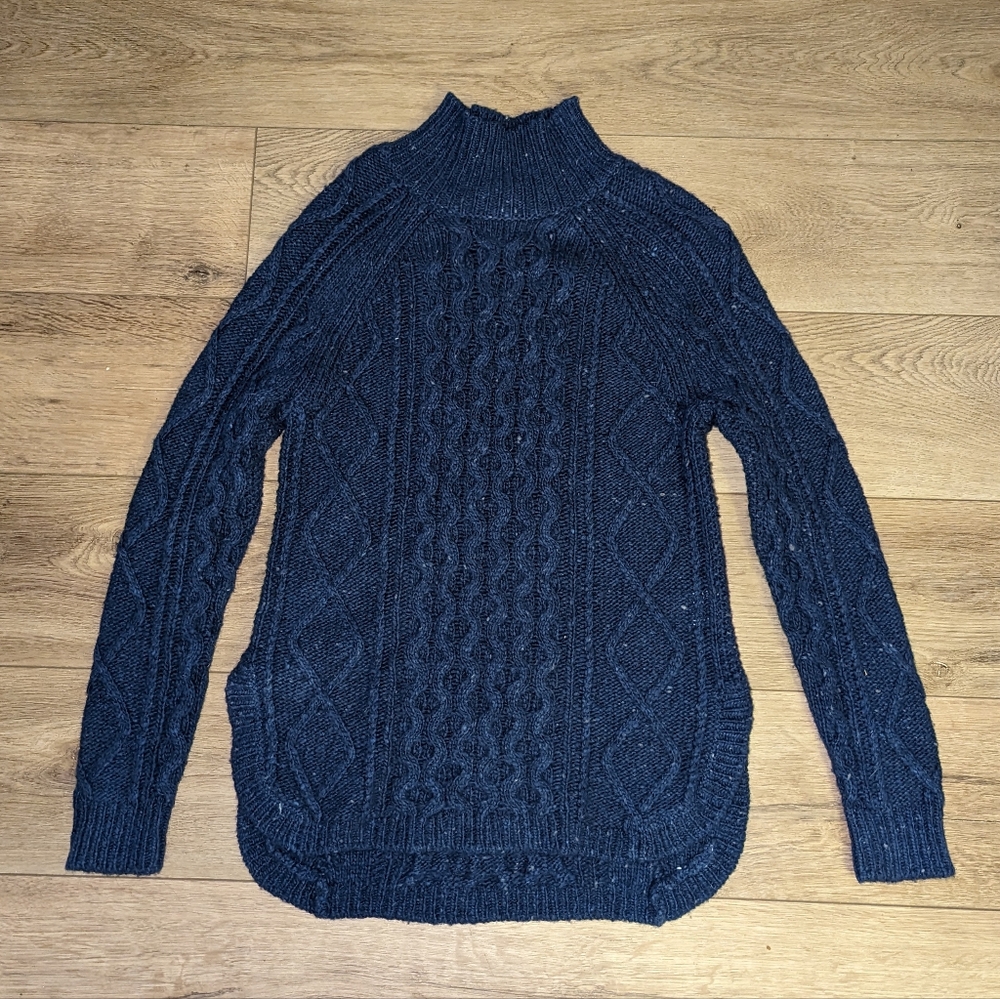 3/$25 Far West Knit Navy Blue Knit Sweater Turtle Neck